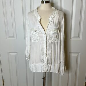 Nikki D’Oggi St. Tropez White Button Down Cover up Shirt SzM
